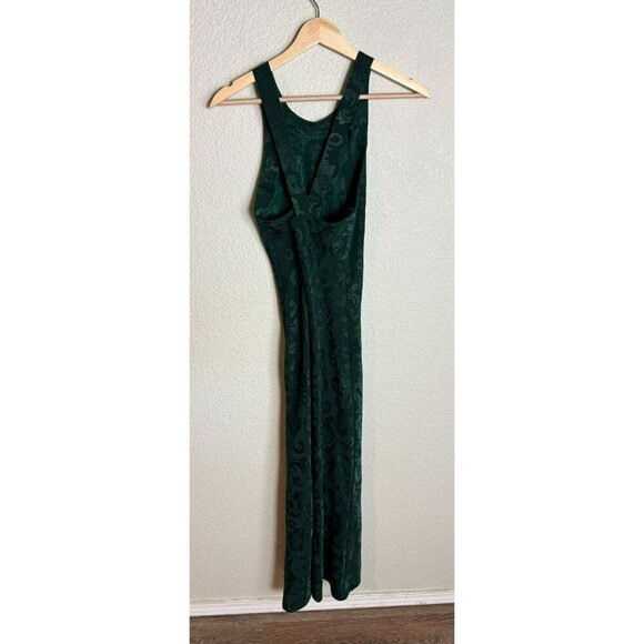 Vintage Be Smart Maxi Dress Size Medium Green Y2K Floral Textured Evening - Picture 7 of 10